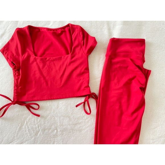Pants - Red Workout Set, Small, activewear